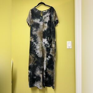 LOGO by Lori Goldstein Tie-Dye Jumper in Black and Tan